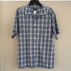 Patagonia Men's Light Blue Plaid Button Down Shirt